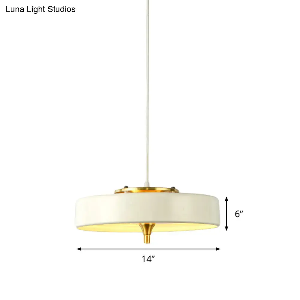 Modern Disk Pendant Light - Blue/White/Black Metal - Hanging Lamp for Bedroom