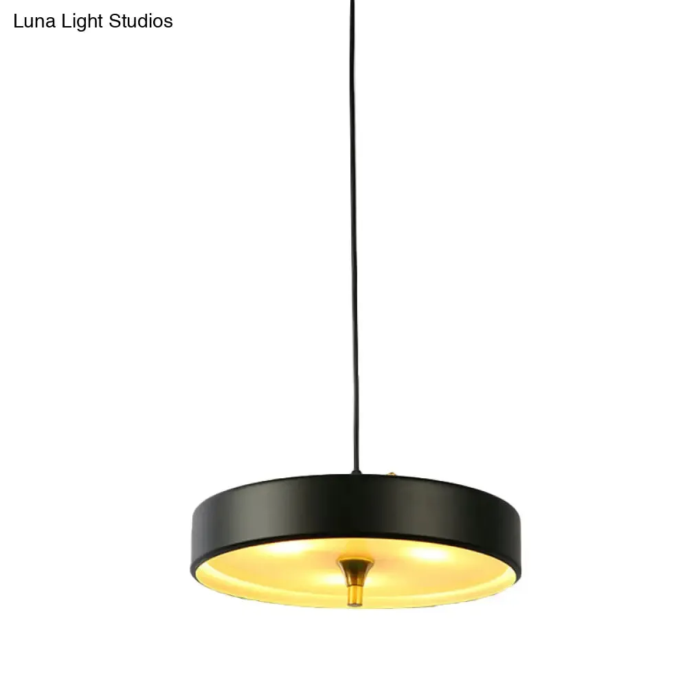 Modern Disk Pendant Light - Blue/White/Black Metal - Hanging Lamp for Bedroom