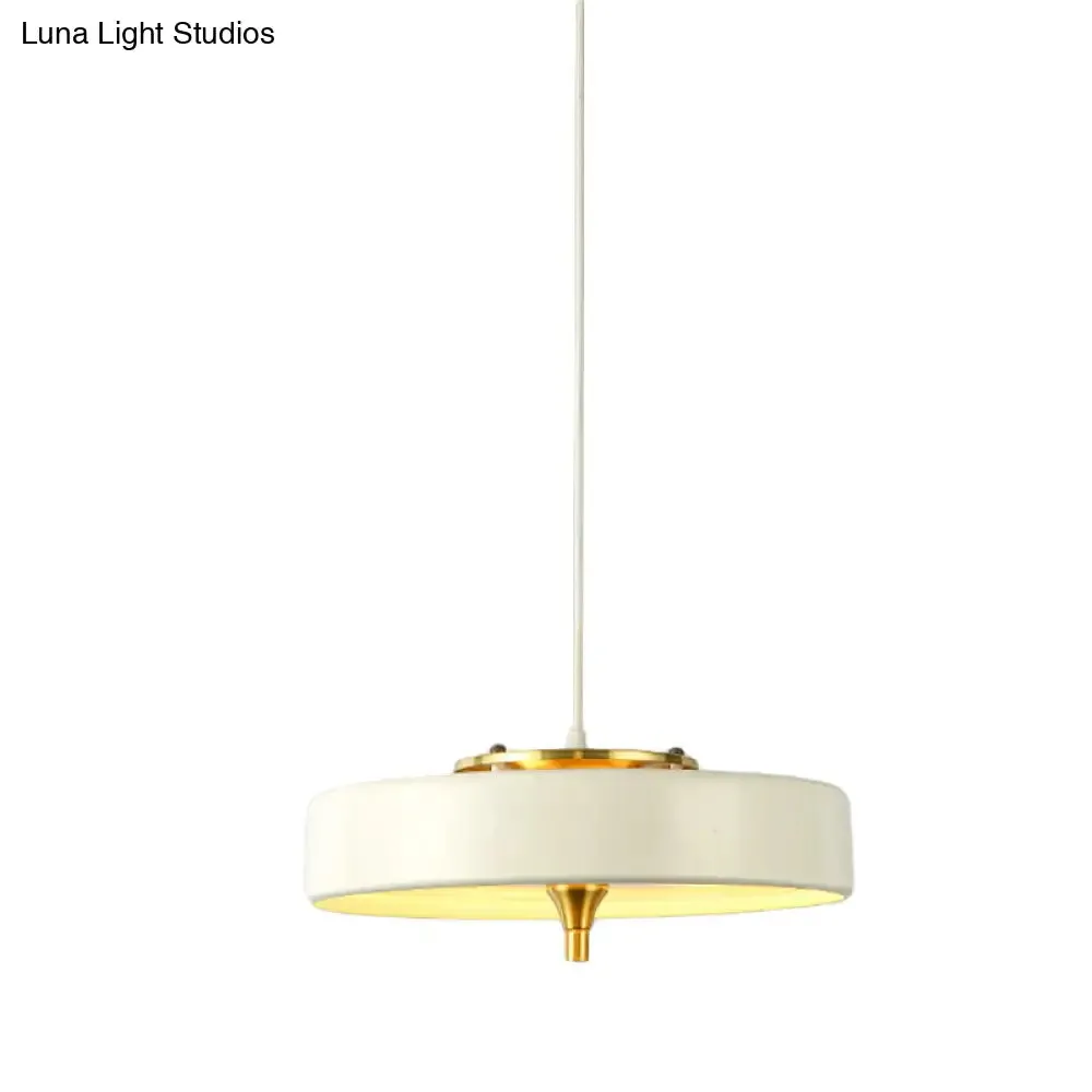 Modern Disk Pendant Light - Blue/White/Black Metal - Hanging Lamp for Bedroom