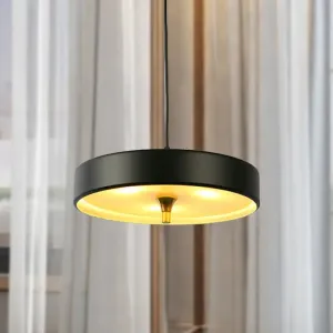 Modern Disk Pendant Light - Blue/White/Black Metal - Hanging Lamp for Bedroom