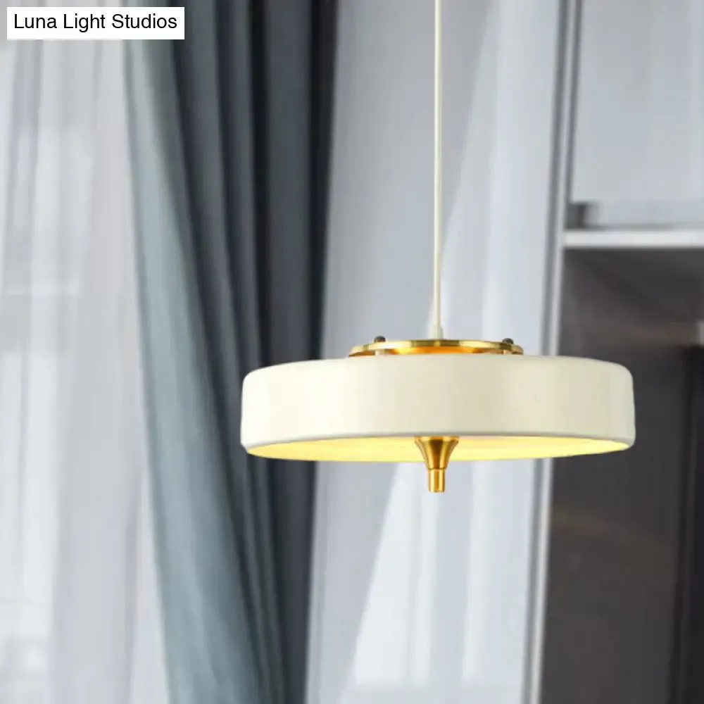Modern Disk Pendant Light - Blue/White/Black Metal - Hanging Lamp for Bedroom