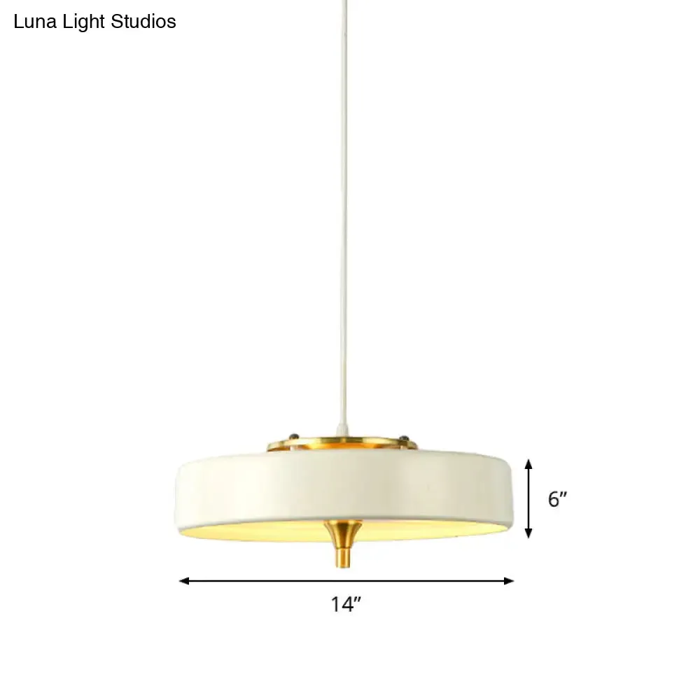 Modern Disk Pendant Light - Blue/White/Black Metal - Hanging Lamp for Bedroom