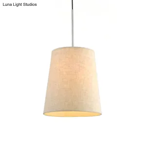 Modern Fabric Cylinder Pendant Light - Black/White/Flaxen, 8"/11" Wide