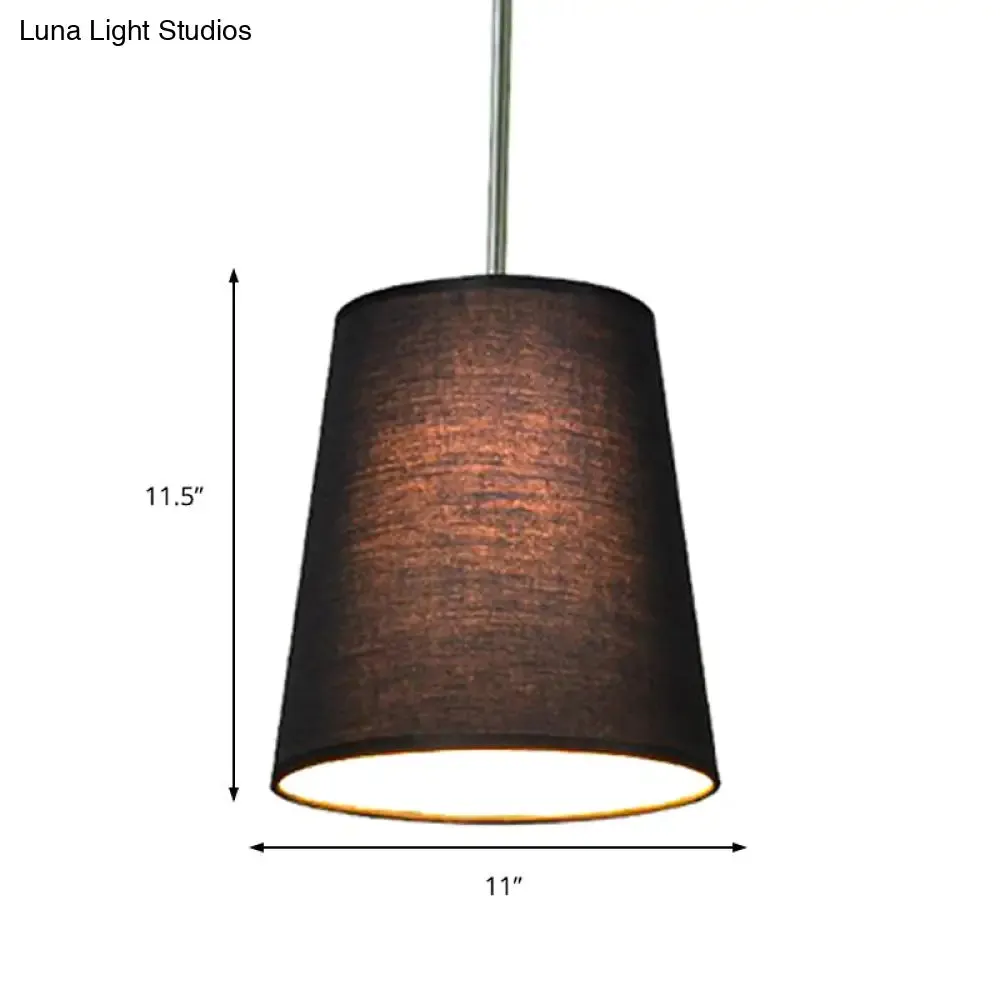 Modern Fabric Cylinder Pendant Light - Black/White/Flaxen, 8"/11" Wide