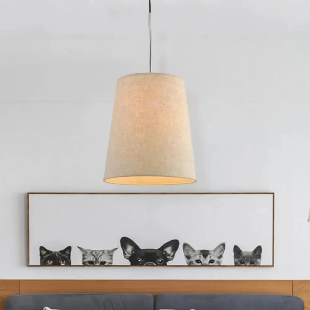 Modern Fabric Cylinder Pendant Light - Black/White/Flaxen, 8"/11" Wide