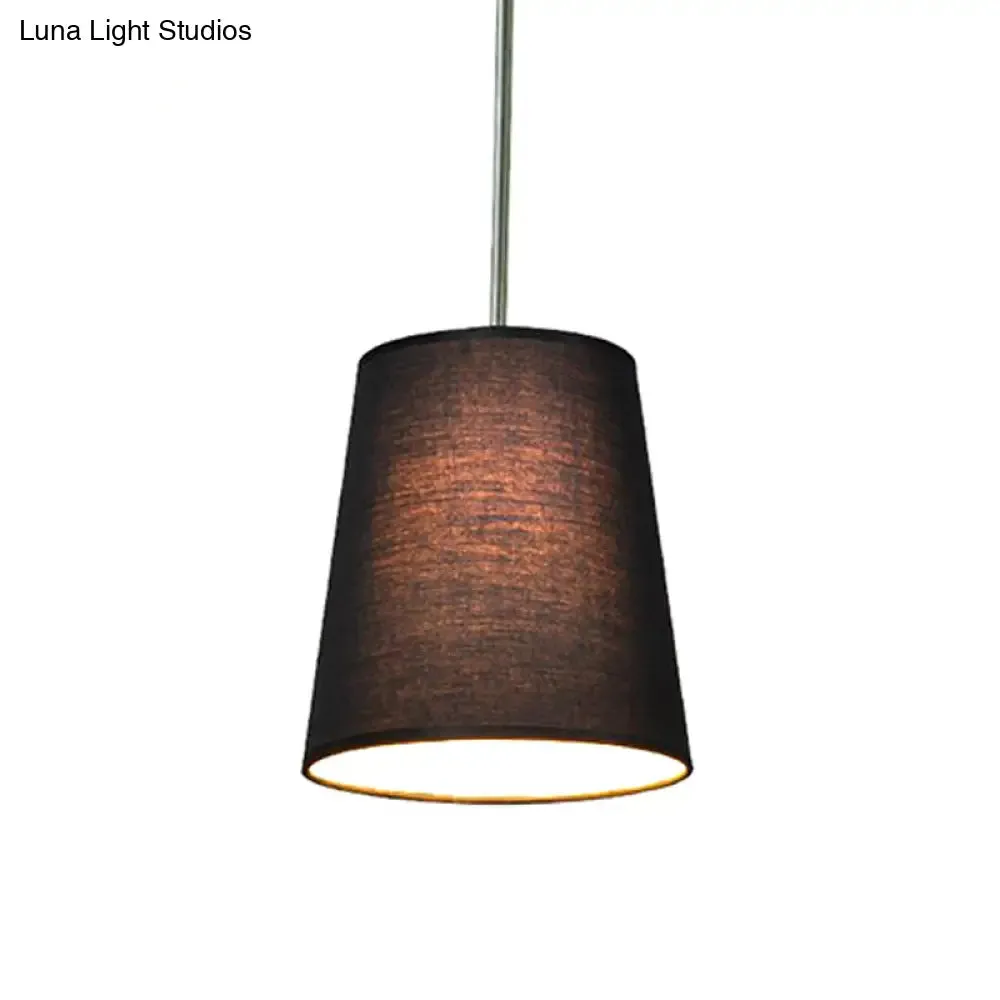 Modern Fabric Cylinder Pendant Light - Black/White/Flaxen, 8"/11" Wide