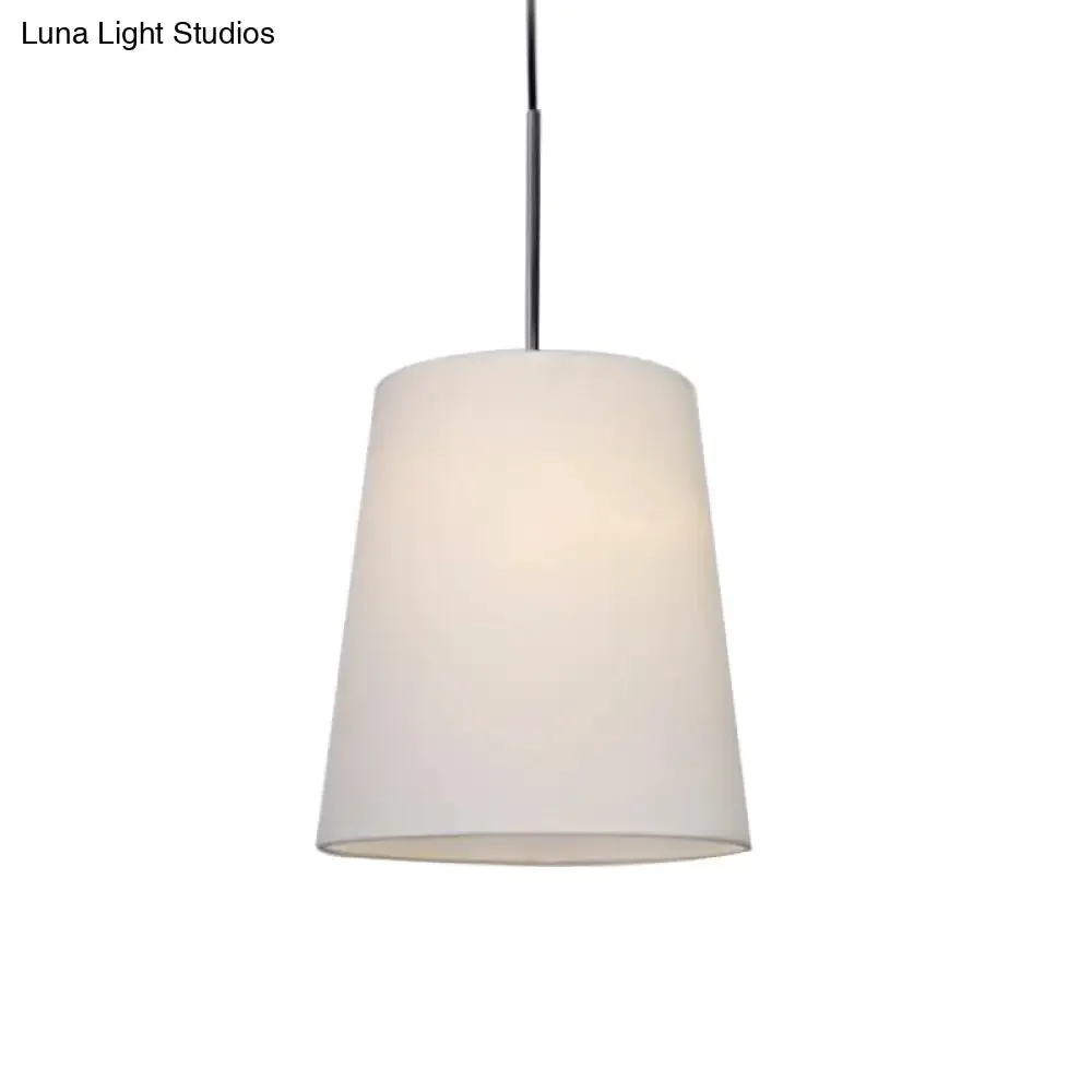 Modern Fabric Cylinder Pendant Light - Black/White/Flaxen, 8"/11" Wide
