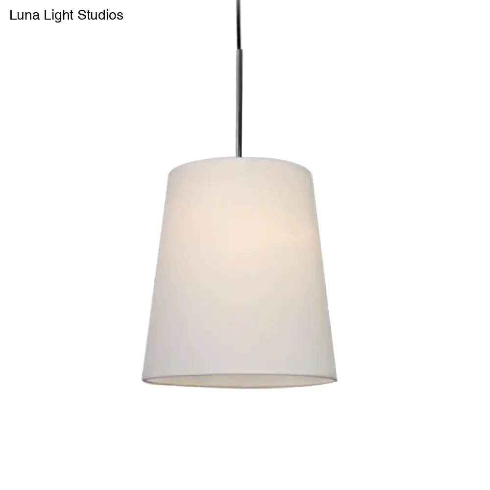 Modern Fabric Cylinder Pendant Light - Black/White/Flaxen, 8"/11" Wide