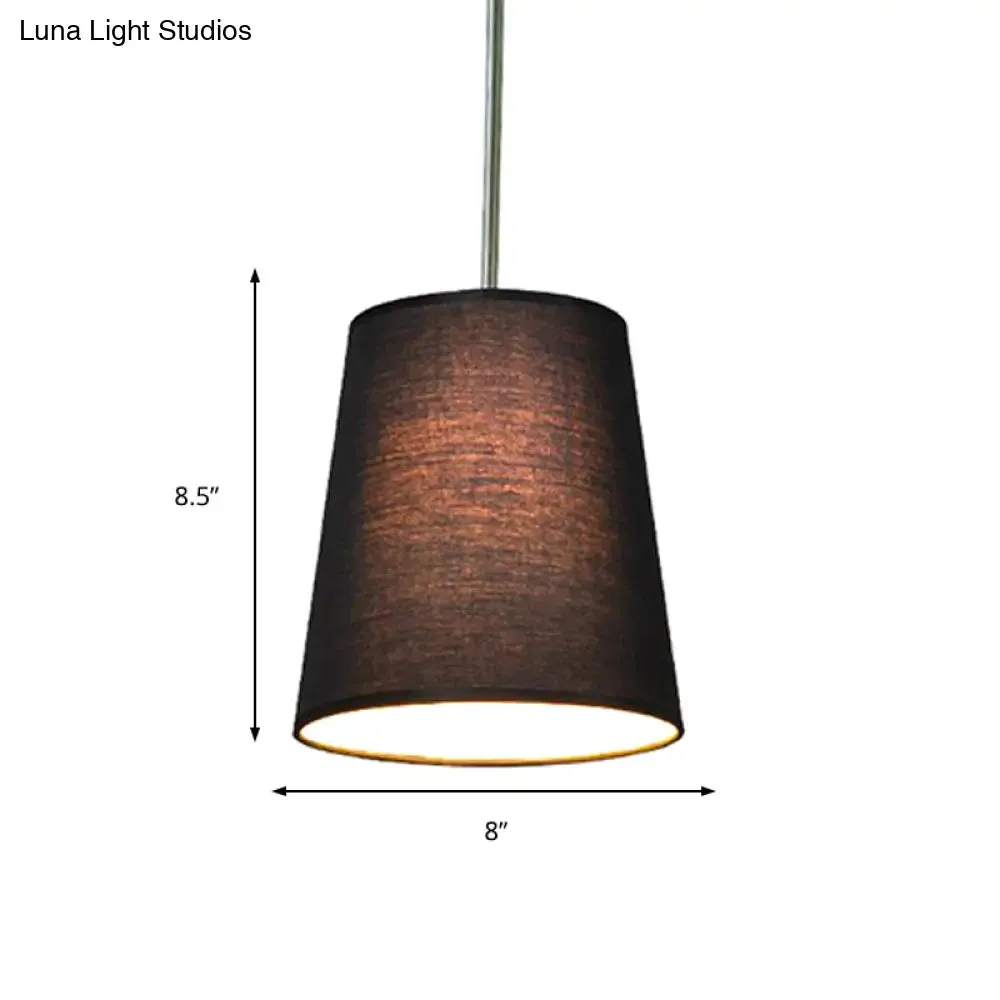 Modern Fabric Cylinder Pendant Light - Black/White/Flaxen, 8"/11" Wide