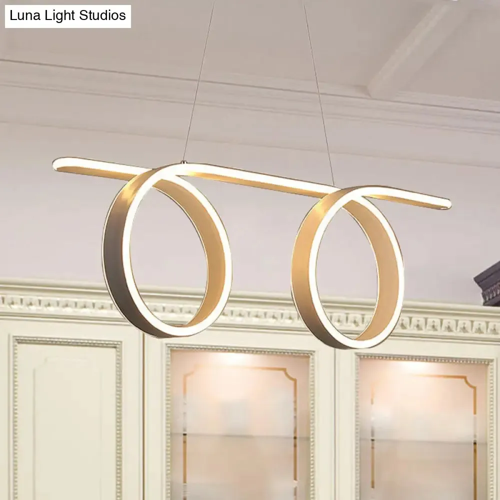 Modern LED Pendant Light with 1/2-Ring Acrylic Design - Ideal White Ceiling Lamp for Dining Room Table