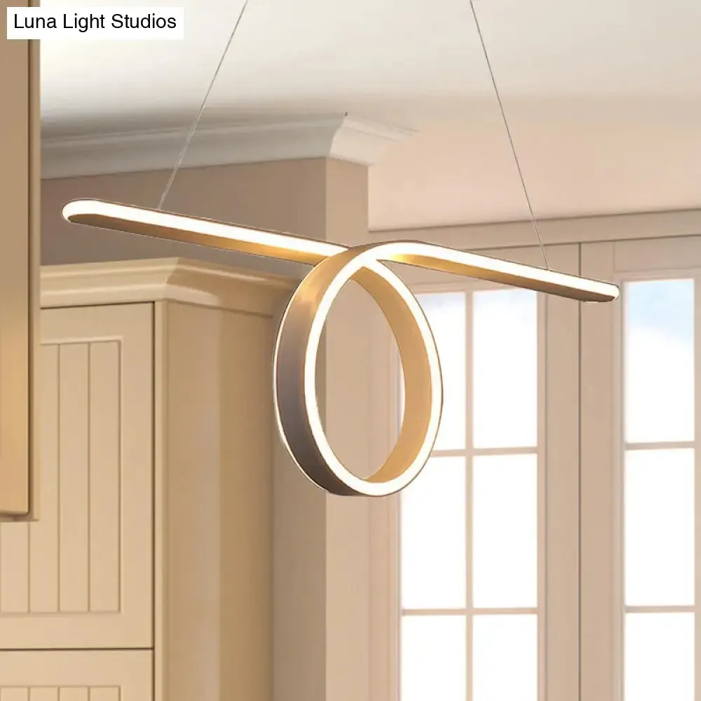 Modern LED Pendant Light with 1/2-Ring Acrylic Design - Ideal White Ceiling Lamp for Dining Room Table