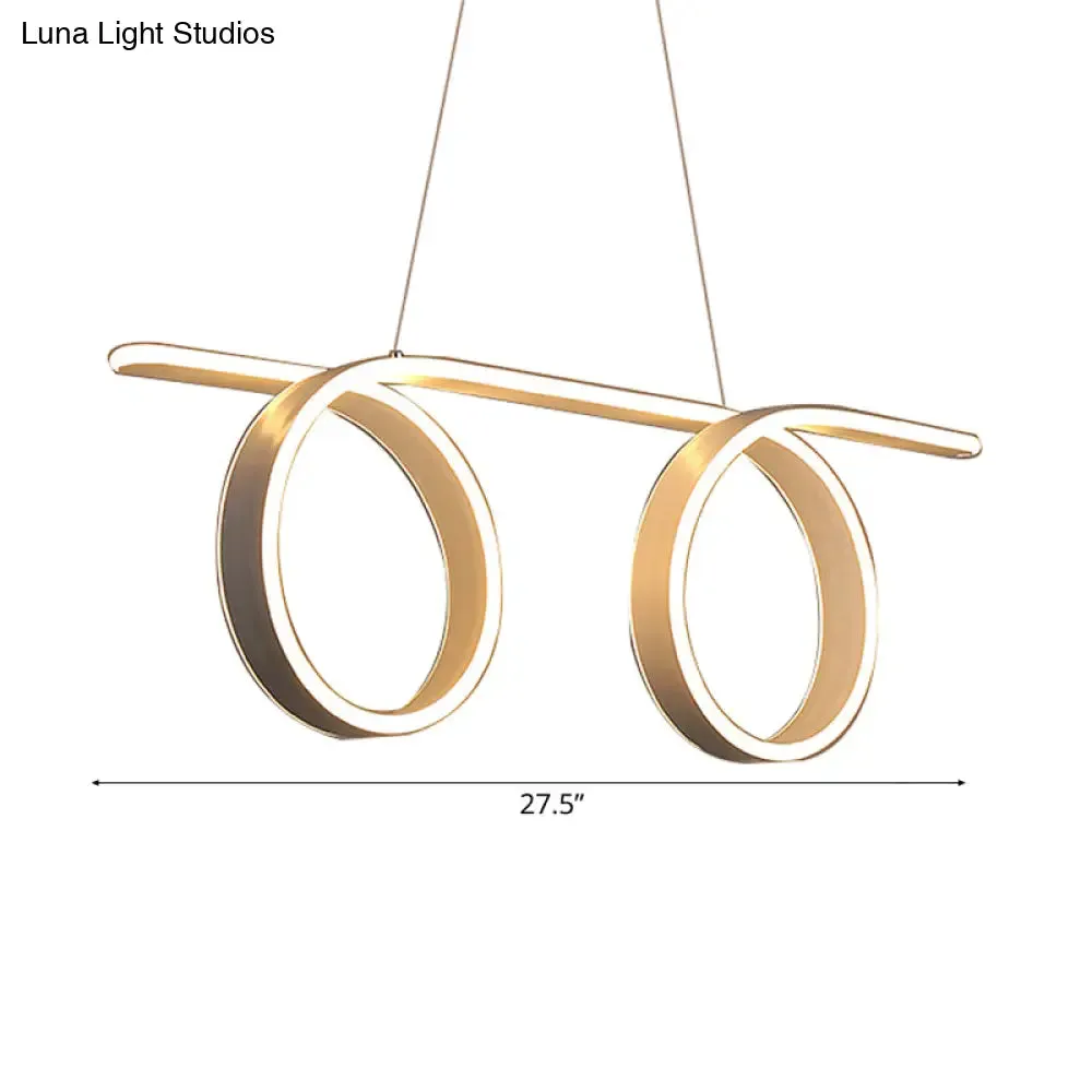 Modern LED Pendant Light with 1/2-Ring Acrylic Design - Ideal White Ceiling Lamp for Dining Room Table