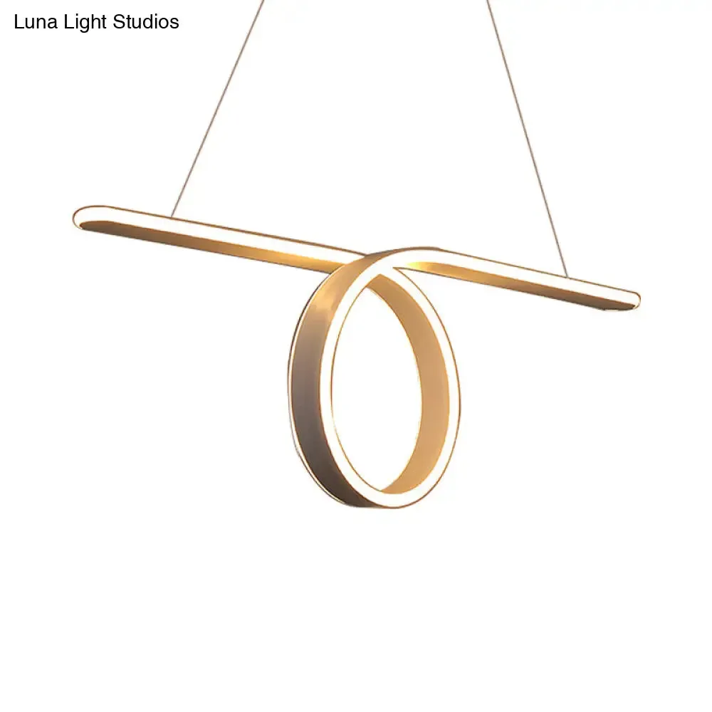 Modern LED Pendant Light with 1/2-Ring Acrylic Design - Ideal White Ceiling Lamp for Dining Room Table