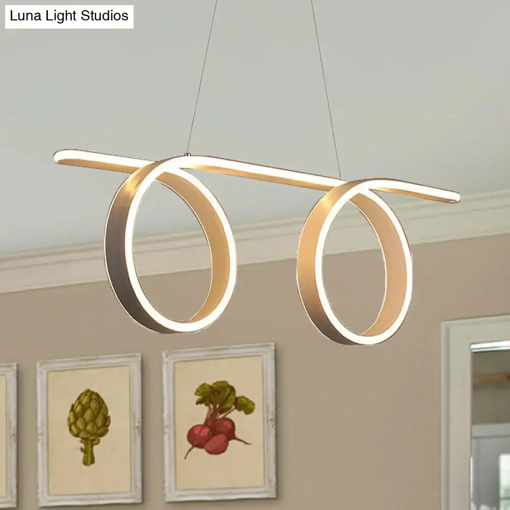 Modern LED Pendant Light with 1/2-Ring Acrylic Design - Ideal White Ceiling Lamp for Dining Room Table