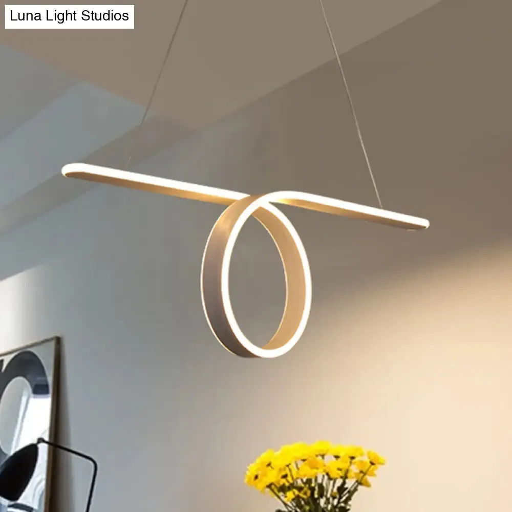 Modern LED Pendant Light with 1/2-Ring Acrylic Design - Ideal White Ceiling Lamp for Dining Room Table