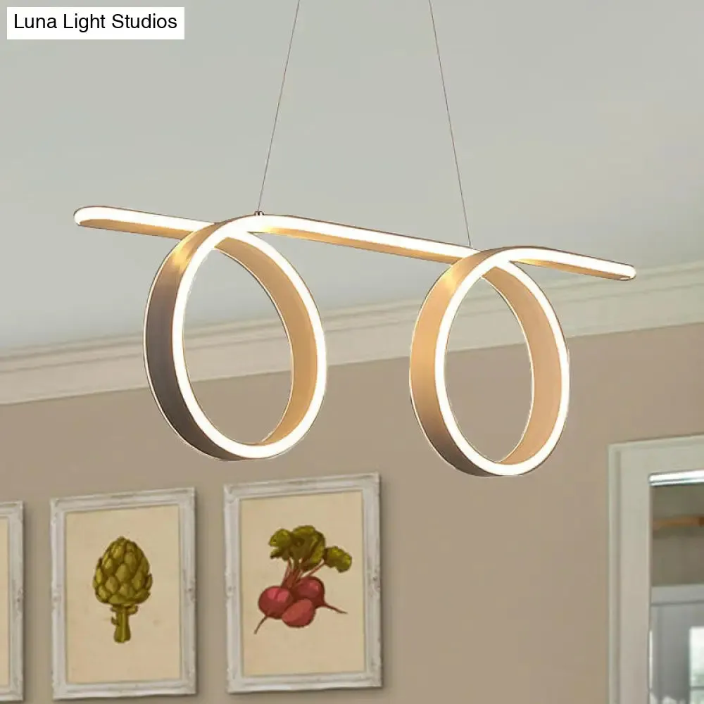 Modern LED Pendant Light with 1/2-Ring Acrylic Design - Ideal White Ceiling Lamp for Dining Room Table