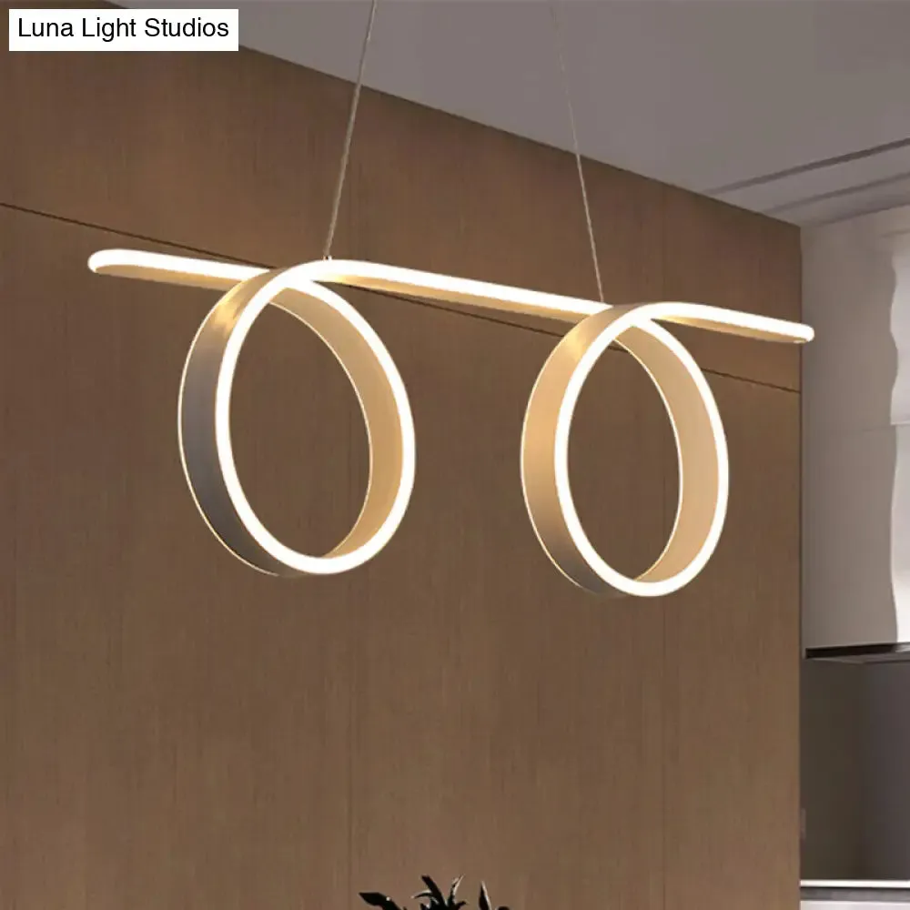 Modern LED Pendant Light with 1/2-Ring Acrylic Design - Ideal White Ceiling Lamp for Dining Room Table
