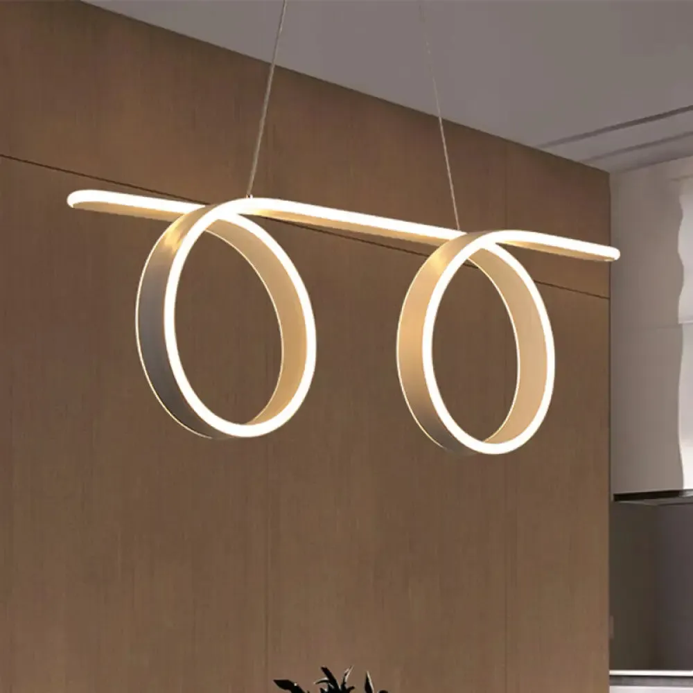 Modern LED Pendant Light with 1/2-Ring Acrylic Design - Ideal White Ceiling Lamp for Dining Room Table