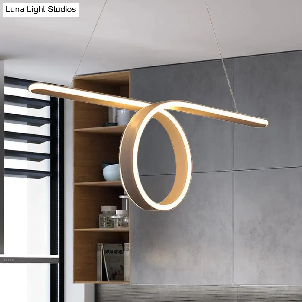 Modern LED Pendant Light with 1/2-Ring Acrylic Design - Ideal White Ceiling Lamp for Dining Room Table
