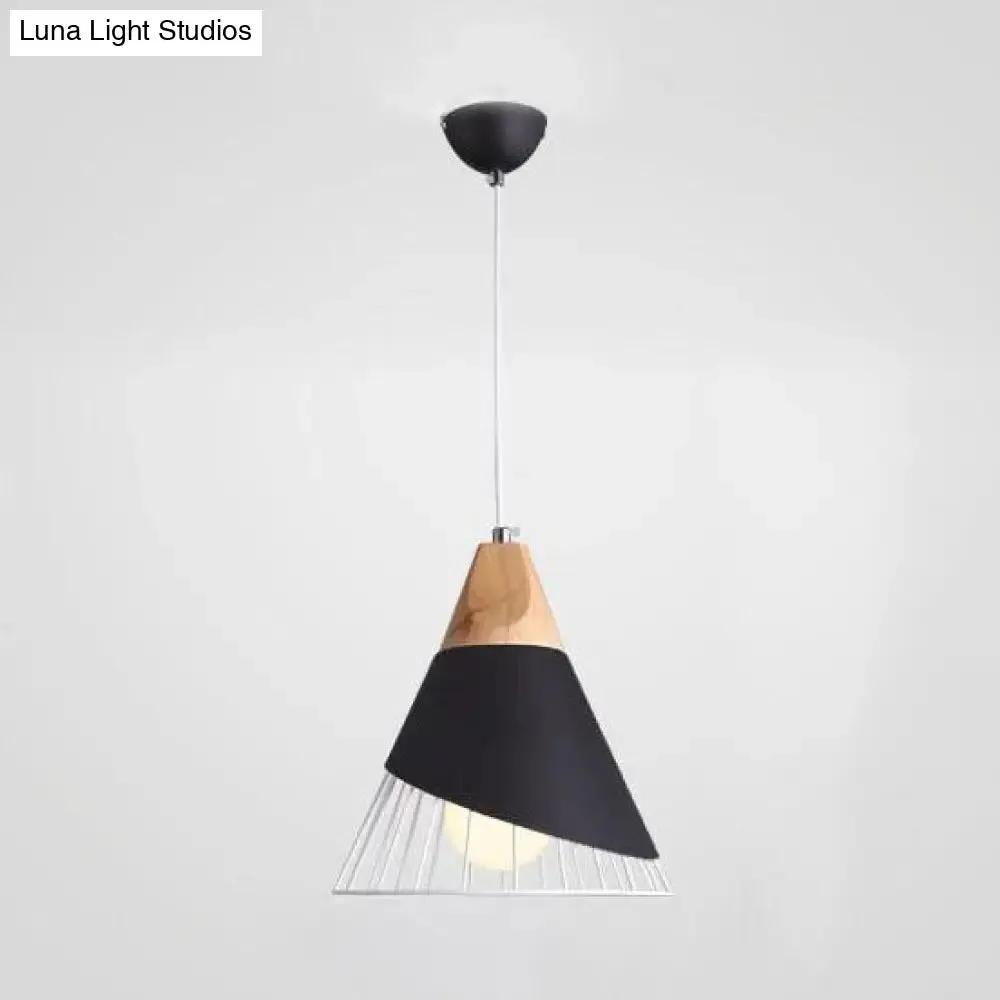 Modern Metallic Cone Pendant Light – 12"/14" Wide Single Bulb Hanging Lamp for Balcony Bar