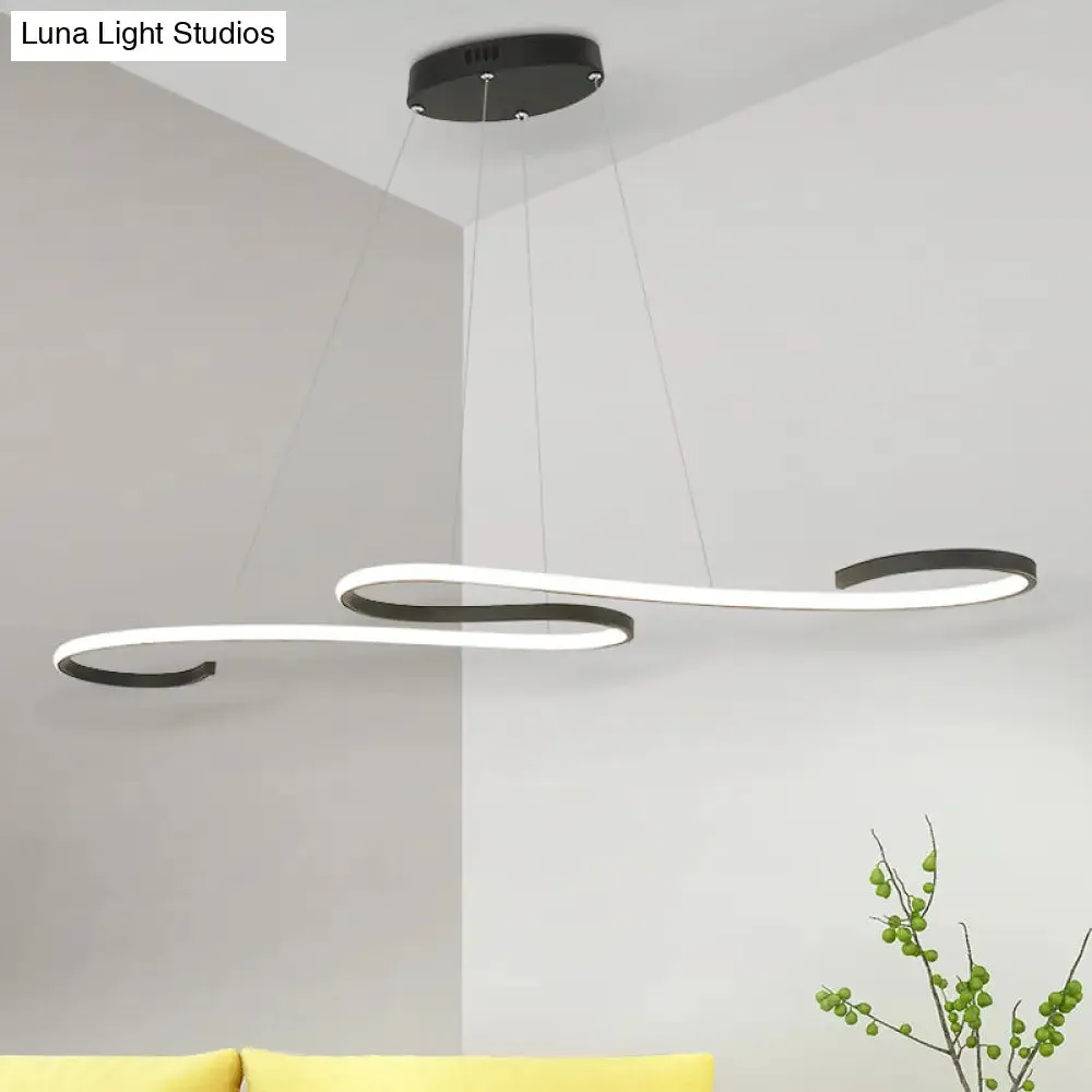 Modern Nordic LED Acrylic Twist Pendant Light in Pink/Black/White - Warm/White/Natural Lighting