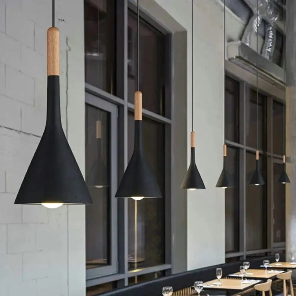 Modern Nordic Pendant Lamp with Funnel Shape - Resin, 1 Head, Cement Look