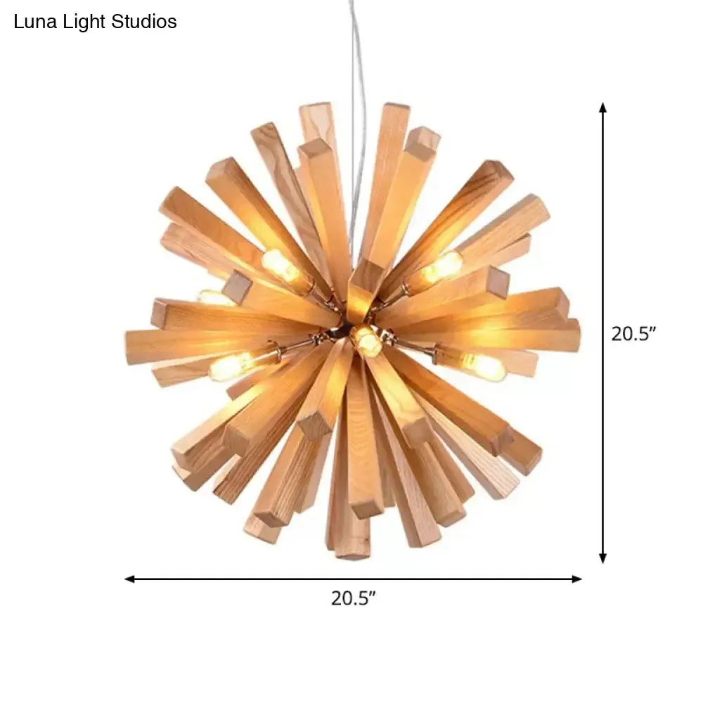 Modern Orb Bamboo Pendant Light - 1-Light Beige Suspended Fixture for Dining Table