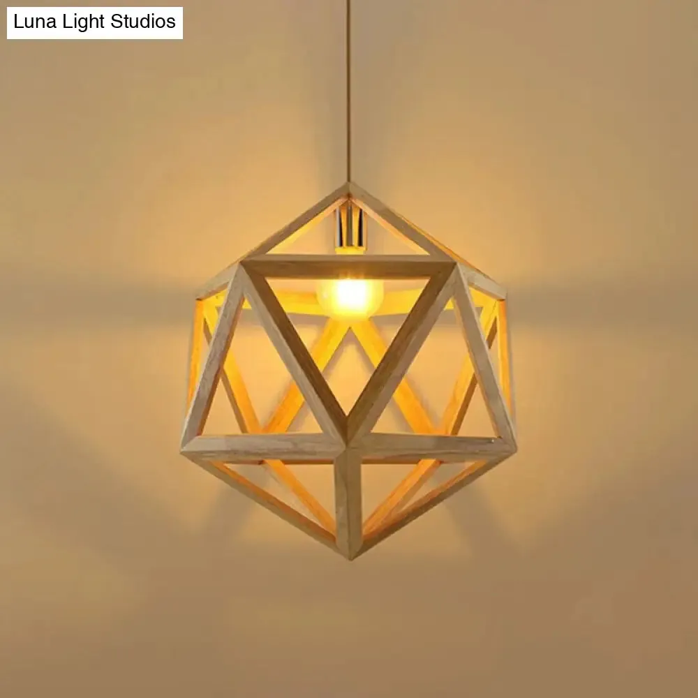Modern Orb Bamboo Pendant Light - 1-Light Beige Suspended Fixture for Dining Table