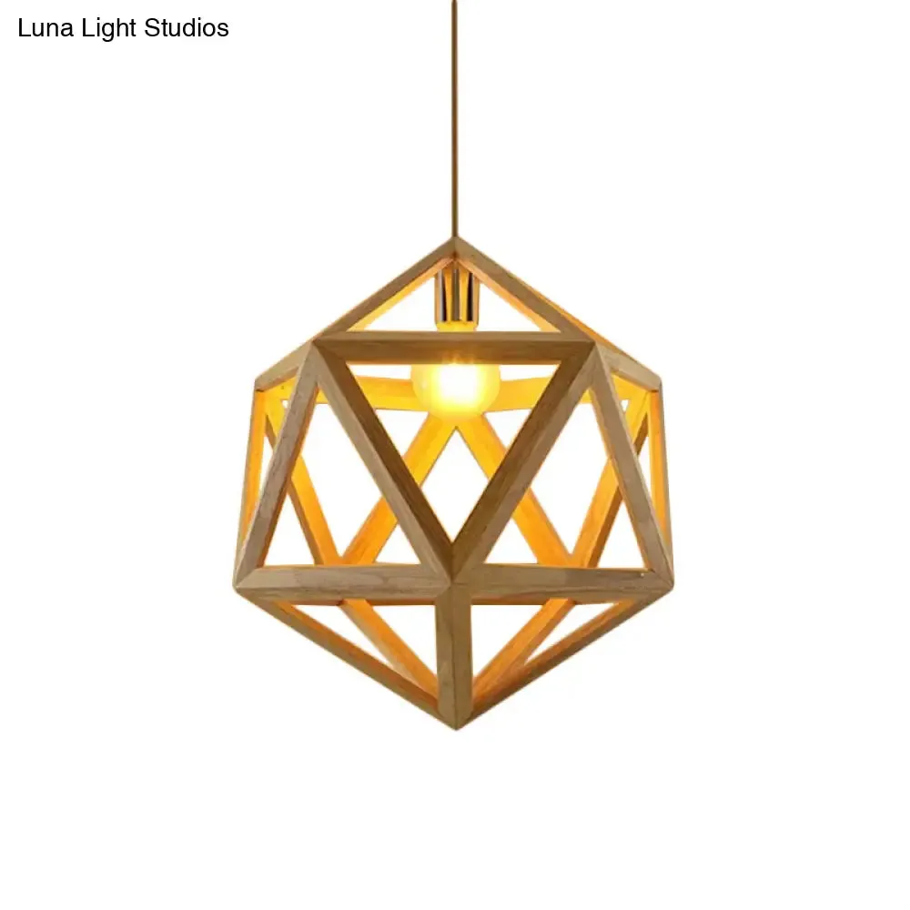 Modern Orb Bamboo Pendant Light - 1-Light Beige Suspended Fixture for Dining Table