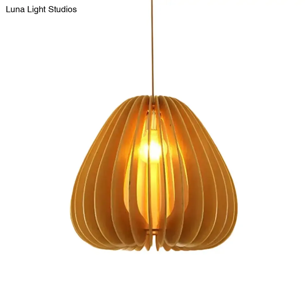 Modern Orb Bamboo Pendant Light - 1-Light Beige Suspended Fixture for Dining Table