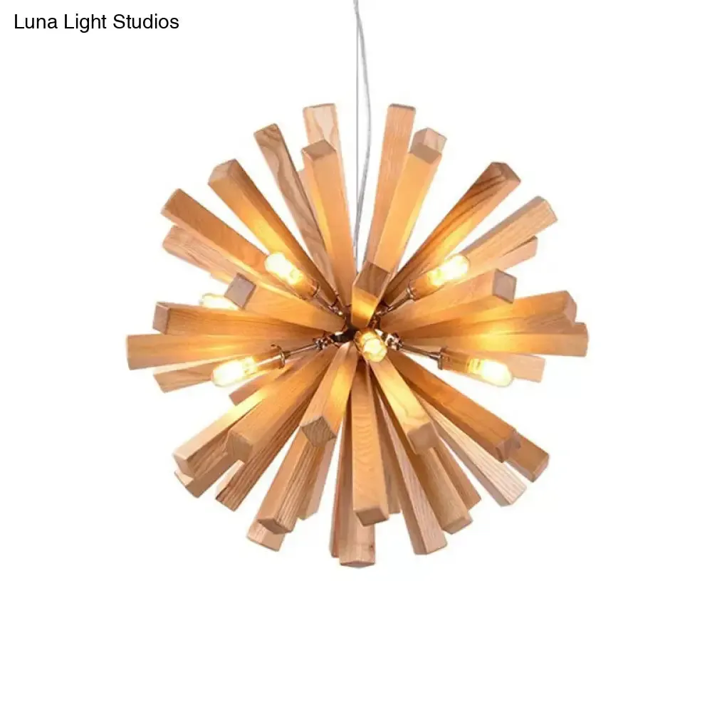 Modern Orb Bamboo Pendant Light - 1-Light Beige Suspended Fixture for Dining Table