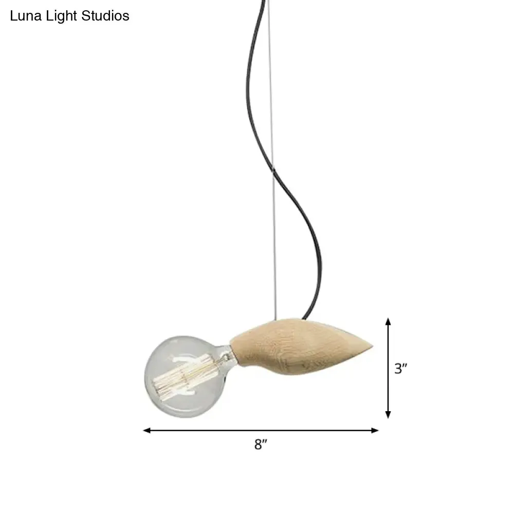 Modern Orb Bamboo Pendant Light - 1-Light Beige Suspended Fixture for Dining Table