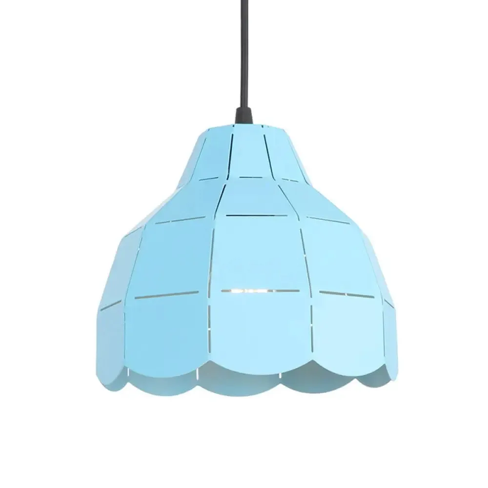 Modern Pink/White/Black Scallop Dome Ceiling Pendant Light - Metal Hanging Lamp Kit