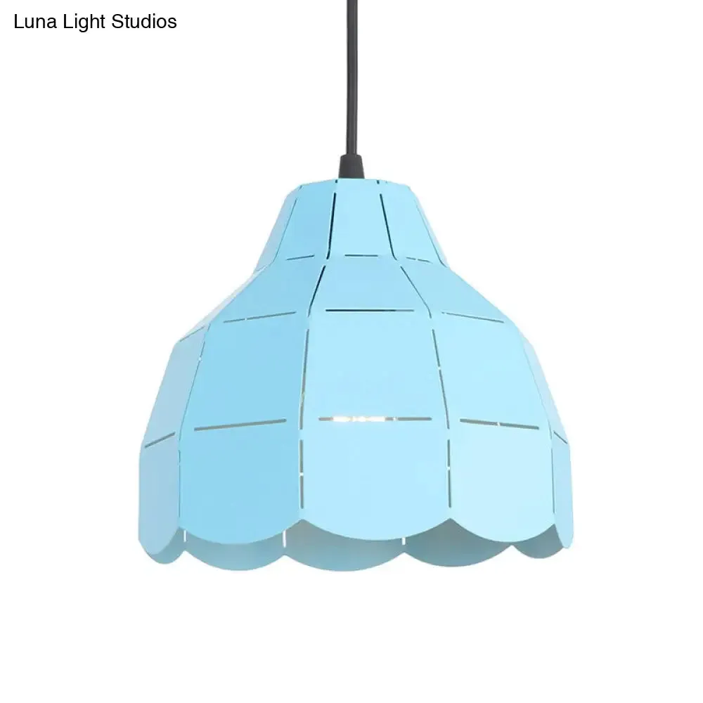 Modern Pink/White/Black Scallop Dome Ceiling Pendant Light - Metal Hanging Lamp Kit