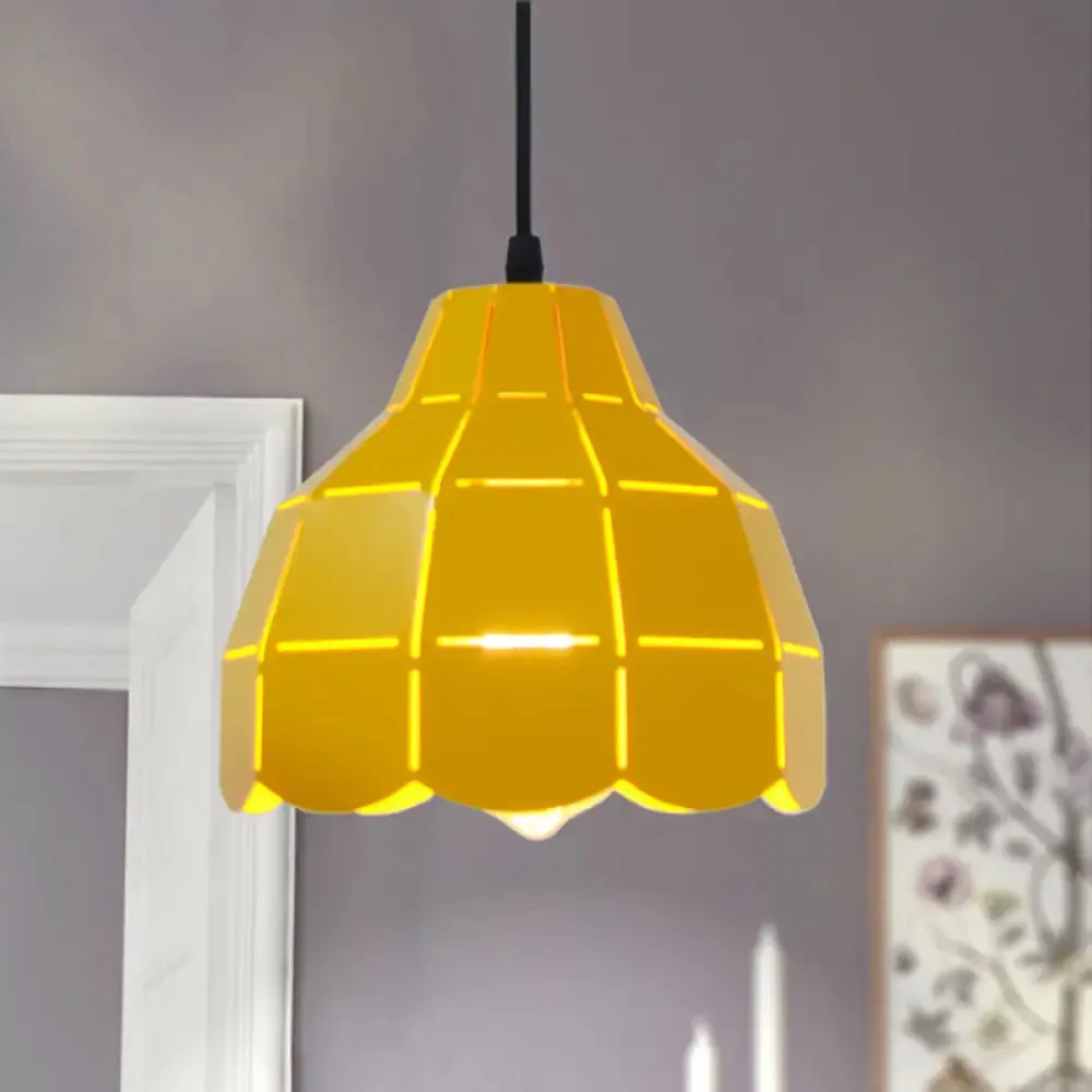 Modern Pink/White/Black Scallop Dome Ceiling Pendant Light - Metal Hanging Lamp Kit