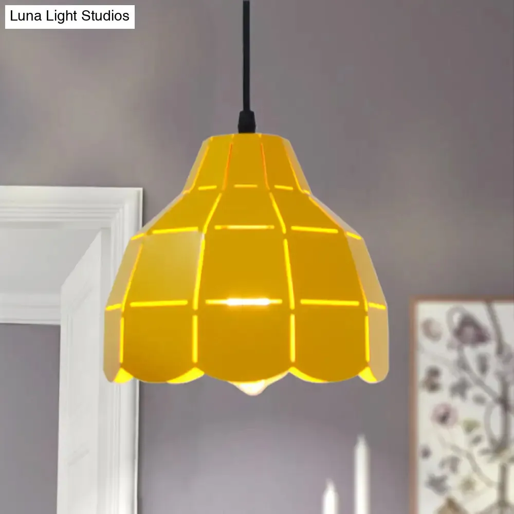 Modern Pink/White/Black Scallop Dome Ceiling Pendant Light - Metal Hanging Lamp Kit