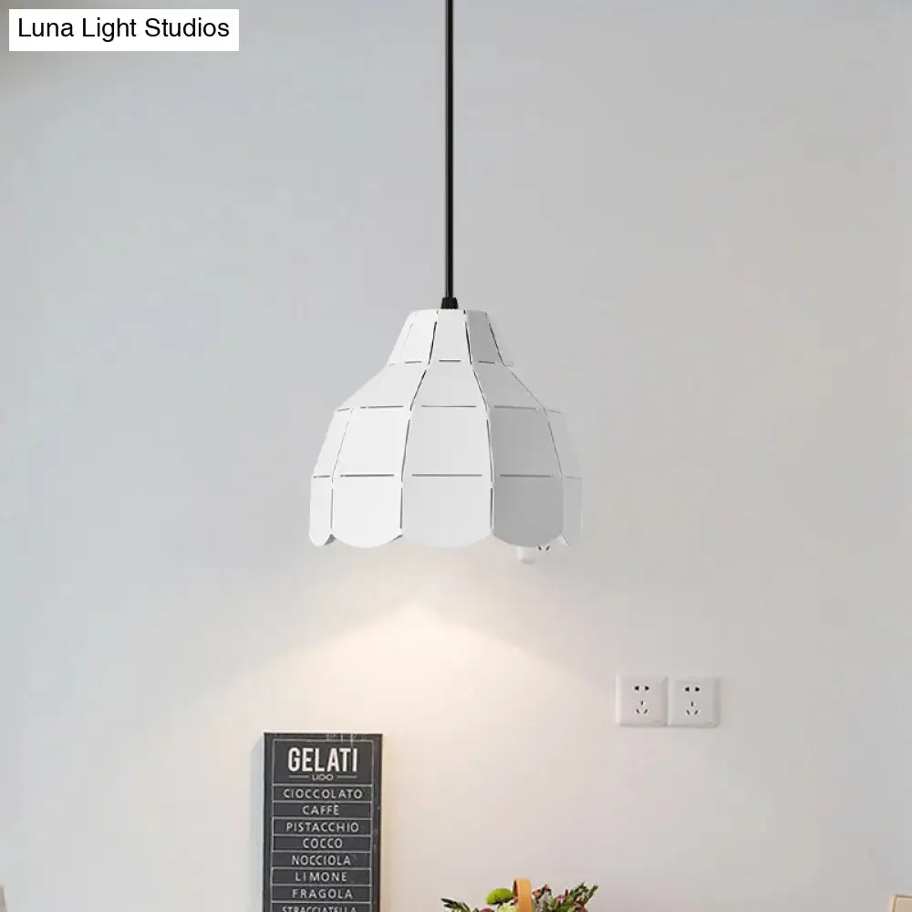 Modern Pink/White/Black Scallop Dome Ceiling Pendant Light - Metal Hanging Lamp Kit