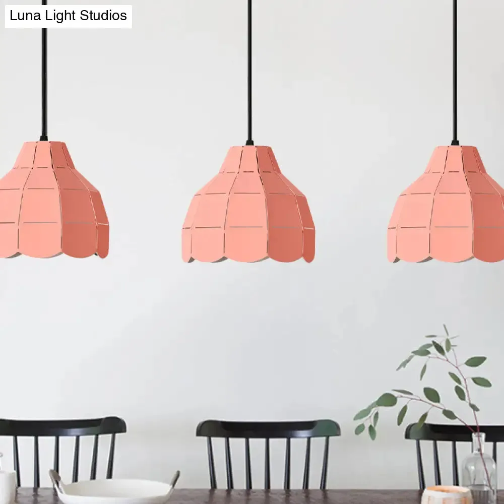Modern Pink/White/Black Scallop Dome Ceiling Pendant Light - Metal Hanging Lamp Kit
