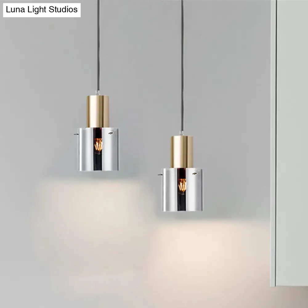 Modern Rose Gold/Gold Bottle Pendant Lamp - Smoky Grey Glass Ceiling Hang Light for Kitchen Bar