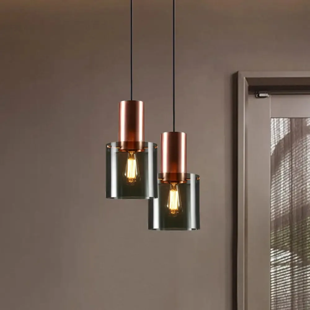 Modern Rose Gold/Gold Bottle Pendant Lamp - Smoky Grey Glass Ceiling Hang Light for Kitchen Bar