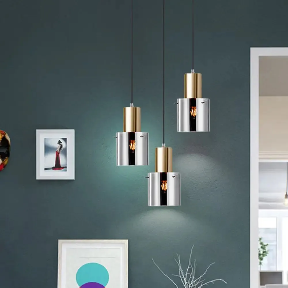 Modern Rose Gold/Gold Bottle Pendant Lamp - Smoky Grey Glass Ceiling Hang Light for Kitchen Bar