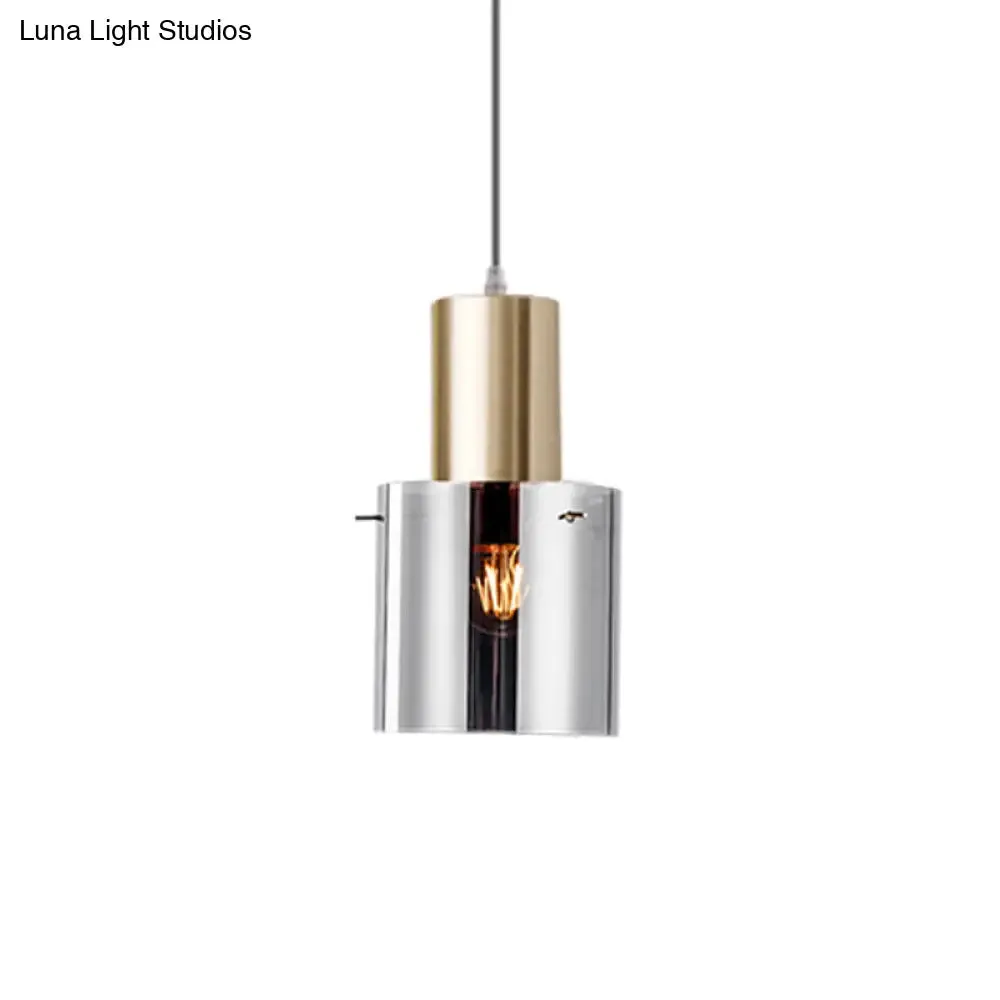Modern Rose Gold/Gold Bottle Pendant Lamp - Smoky Grey Glass Ceiling Hang Light for Kitchen Bar