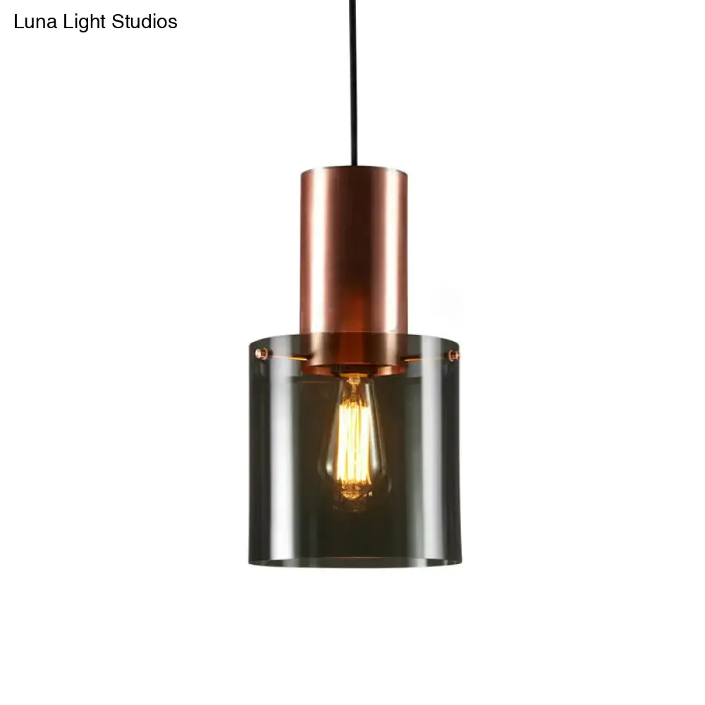 Modern Rose Gold/Gold Bottle Pendant Lamp - Smoky Grey Glass Ceiling Hang Light for Kitchen Bar