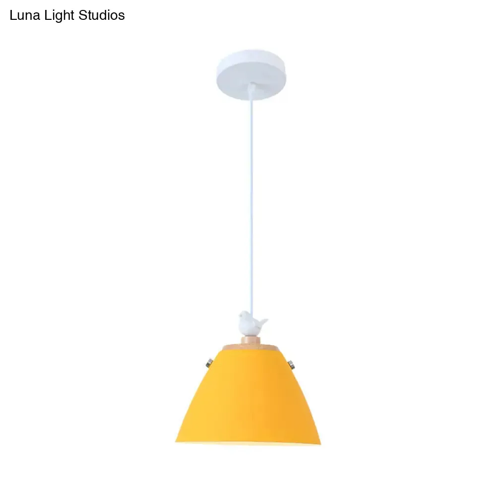 Modern Tapered Pendant Light - Grey/White/Yellow Metal Ceiling Lighting