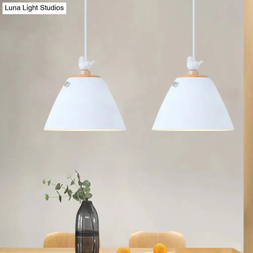 Modern Tapered Pendant Light - Grey/White/Yellow Metal Ceiling Lighting