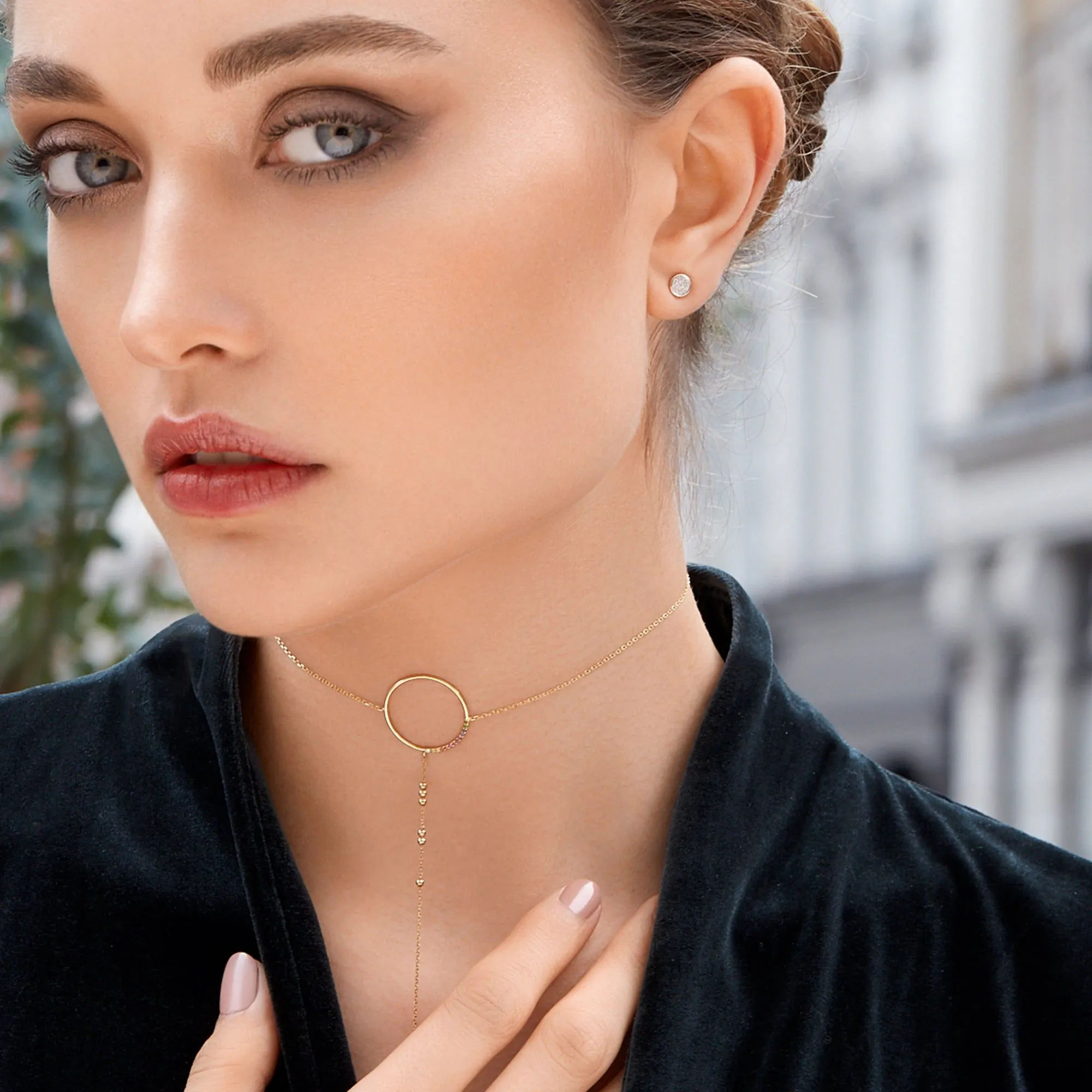 Modern Words Fine Rainbow 18K Gold Earrings w. Diamond, Sapphire, Ruby, Tsavorite & Garnet