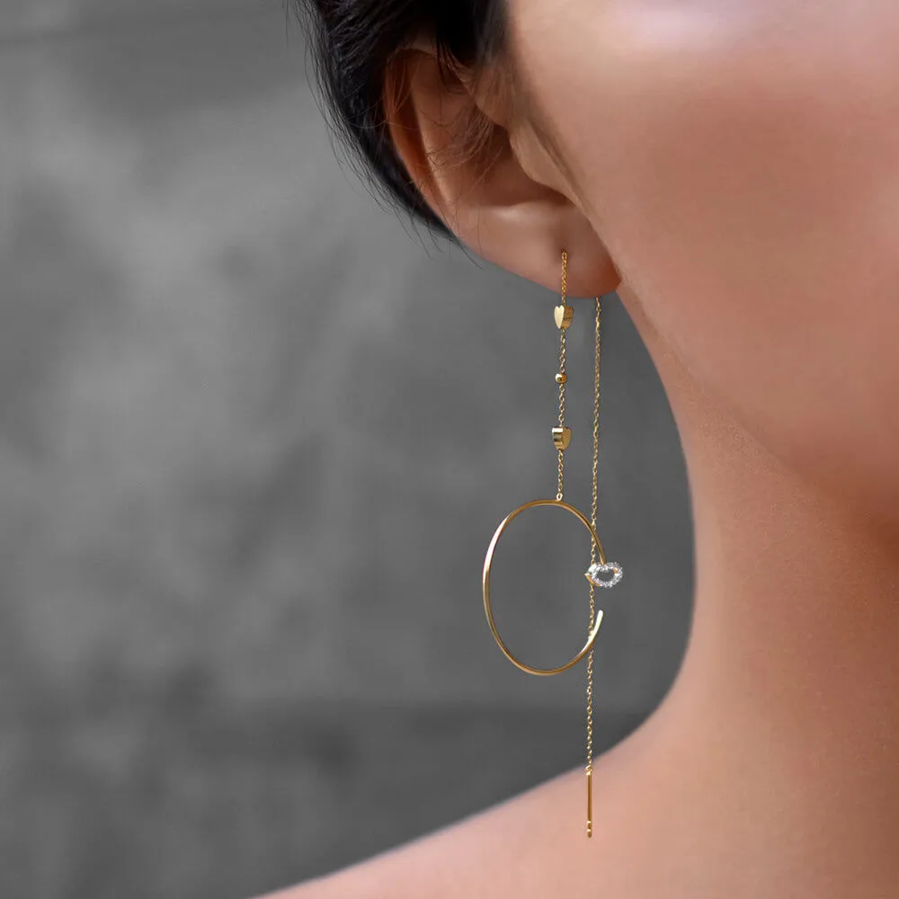 Modern Words Fine Rainbow 18K Gold Earrings w. Diamond, Sapphire, Ruby, Tsavorite & Garnet