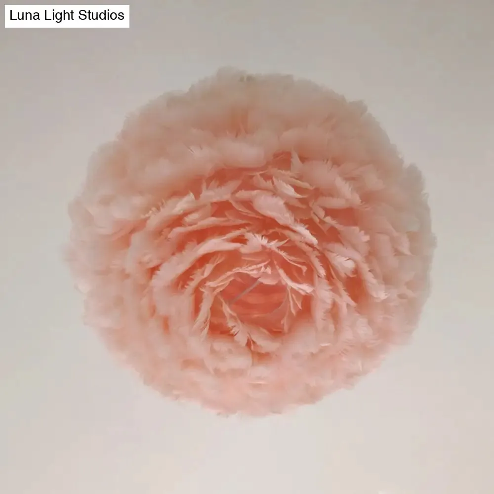 Modernist 1-Light Feather Rose Pendant Light - Grey/Apricot/Pink - Ceiling Hang Lamp - 18"/21.5" Width - Perfect for Tables