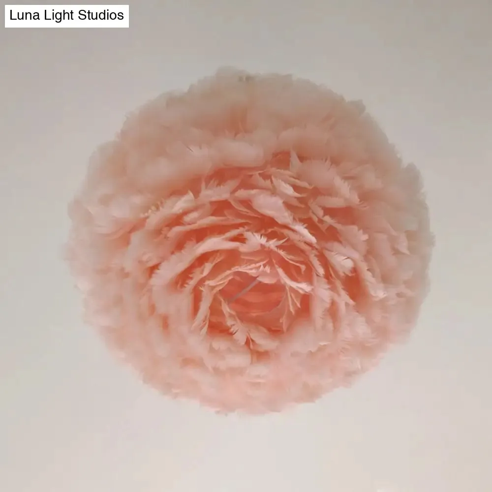 Modernist 1-Light Feather Rose Pendant Light - Grey/Apricot/Pink - Ceiling Hang Lamp - 18"/21.5" Width - Perfect for Tables