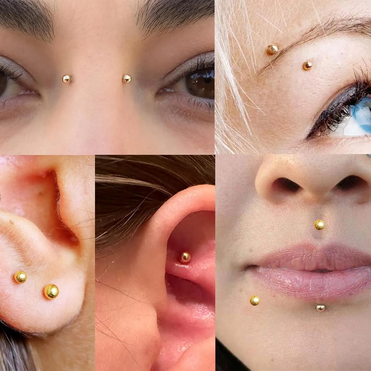 MODRSA Fake Nose Stud & Ring - Clip on, Lip & Eyebrow Piercing - Silver & Gold